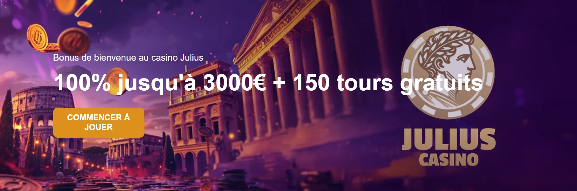 Offre de bienvenue avec free spins exclusifs pour bonus Julius Casino